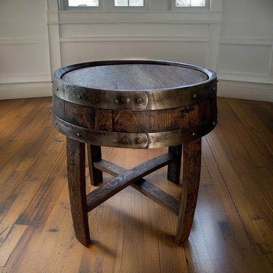 Handcrafted Oak Whiskey Barrel End Table